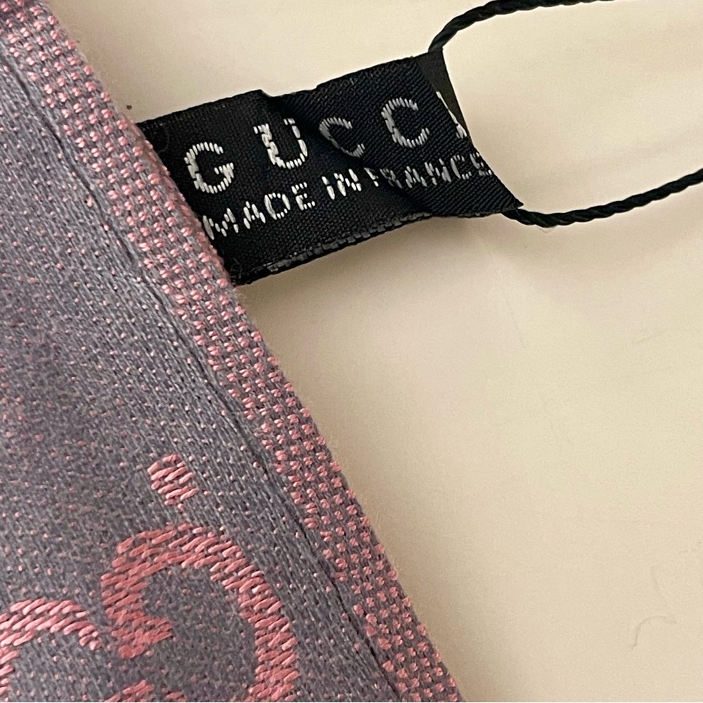 Monogram Oversized Scarf - Gray & Pink - Picture 3 of 7